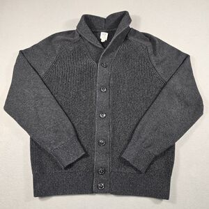 GAP Men's Large Charcoal Gray Button Up Cardigan Shawl Collar 100% Cotton